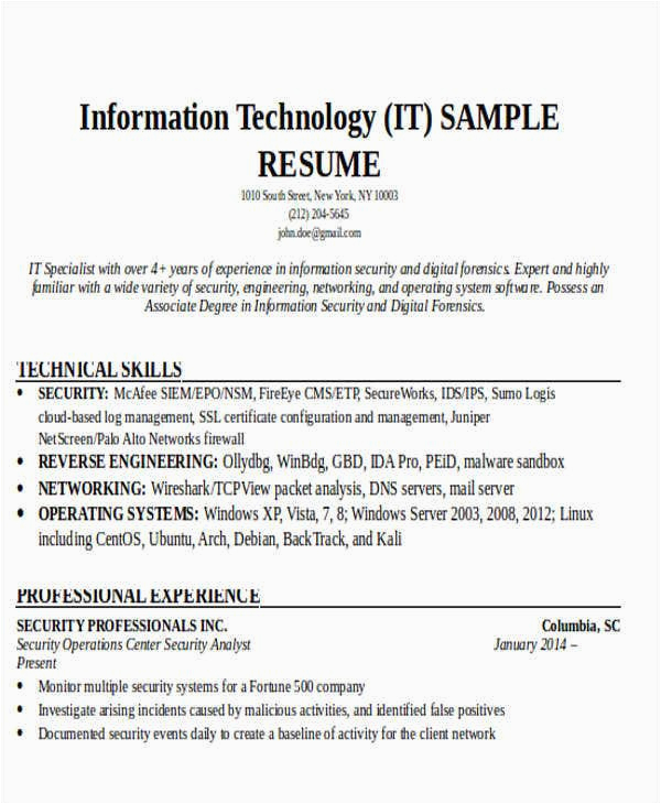 it resume templates