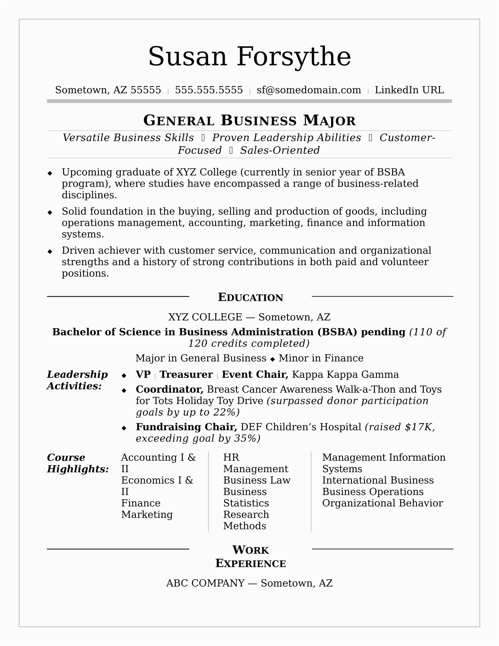 college resume template