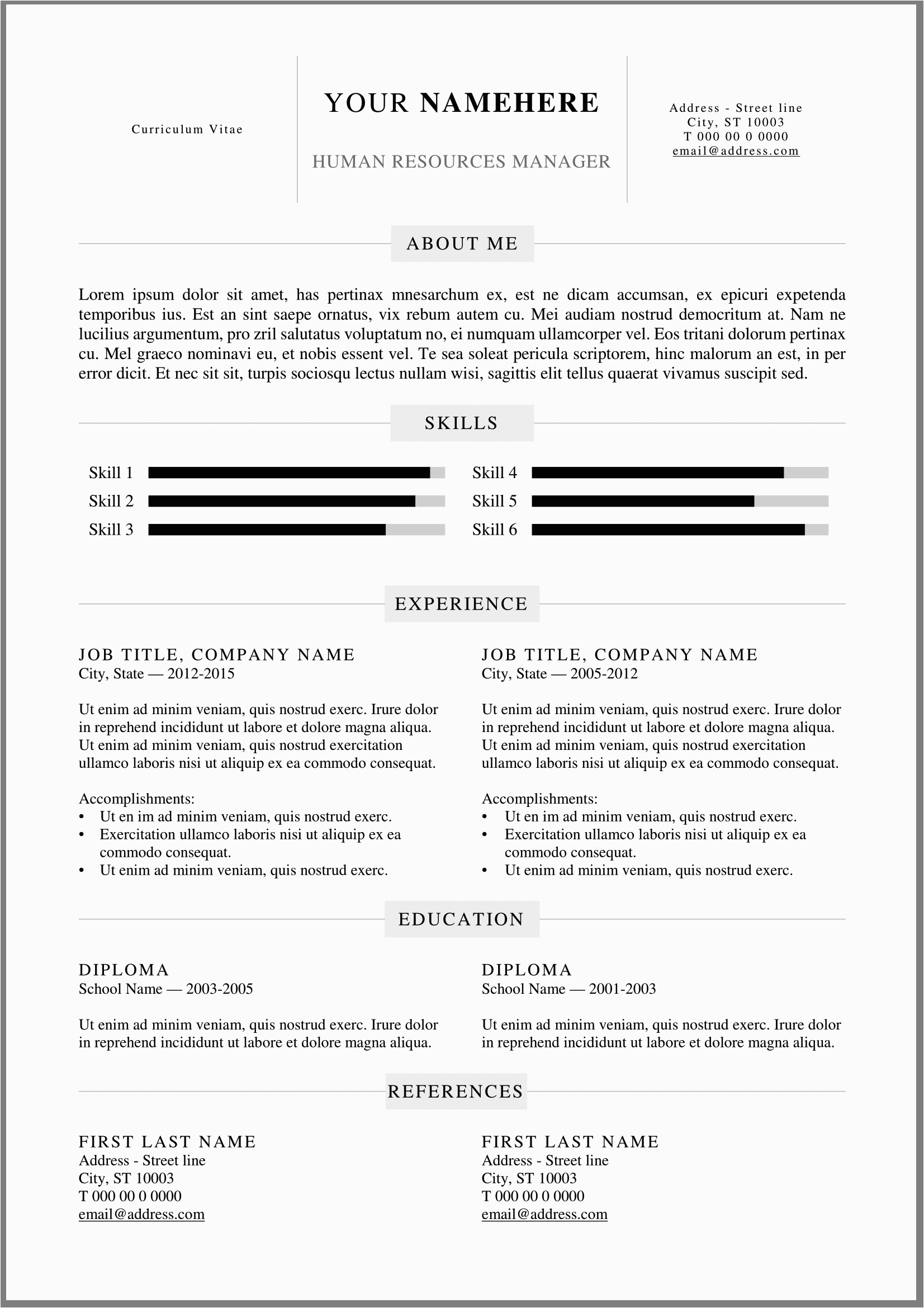 i need a resume template