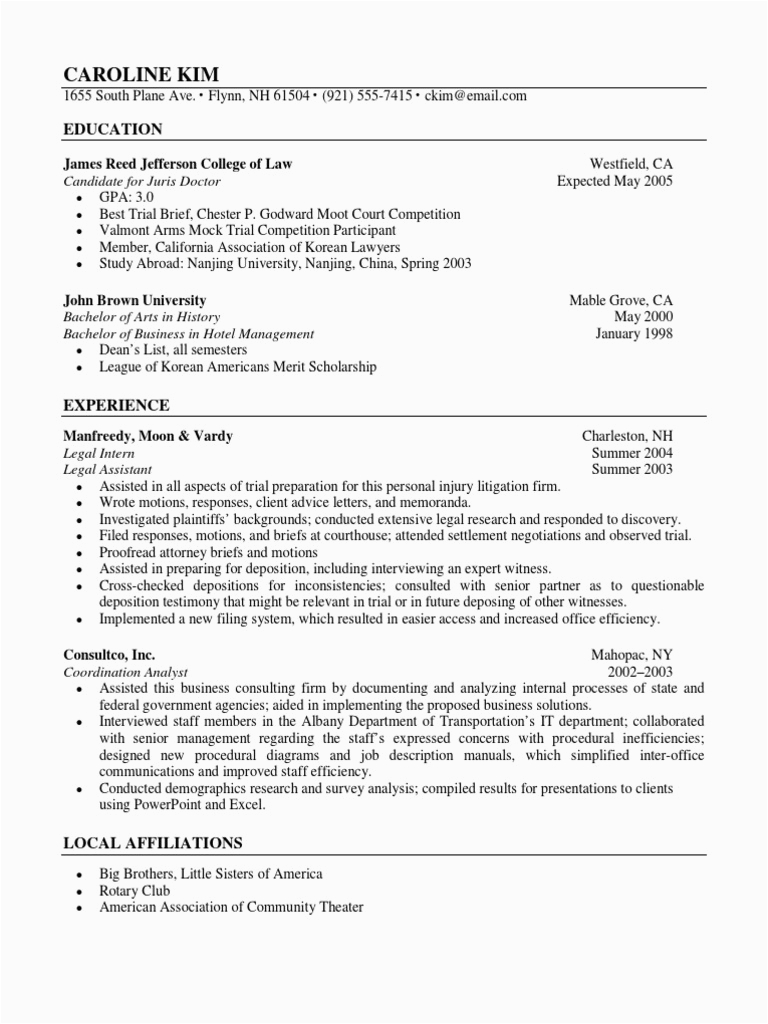 Law Student Resume Sample