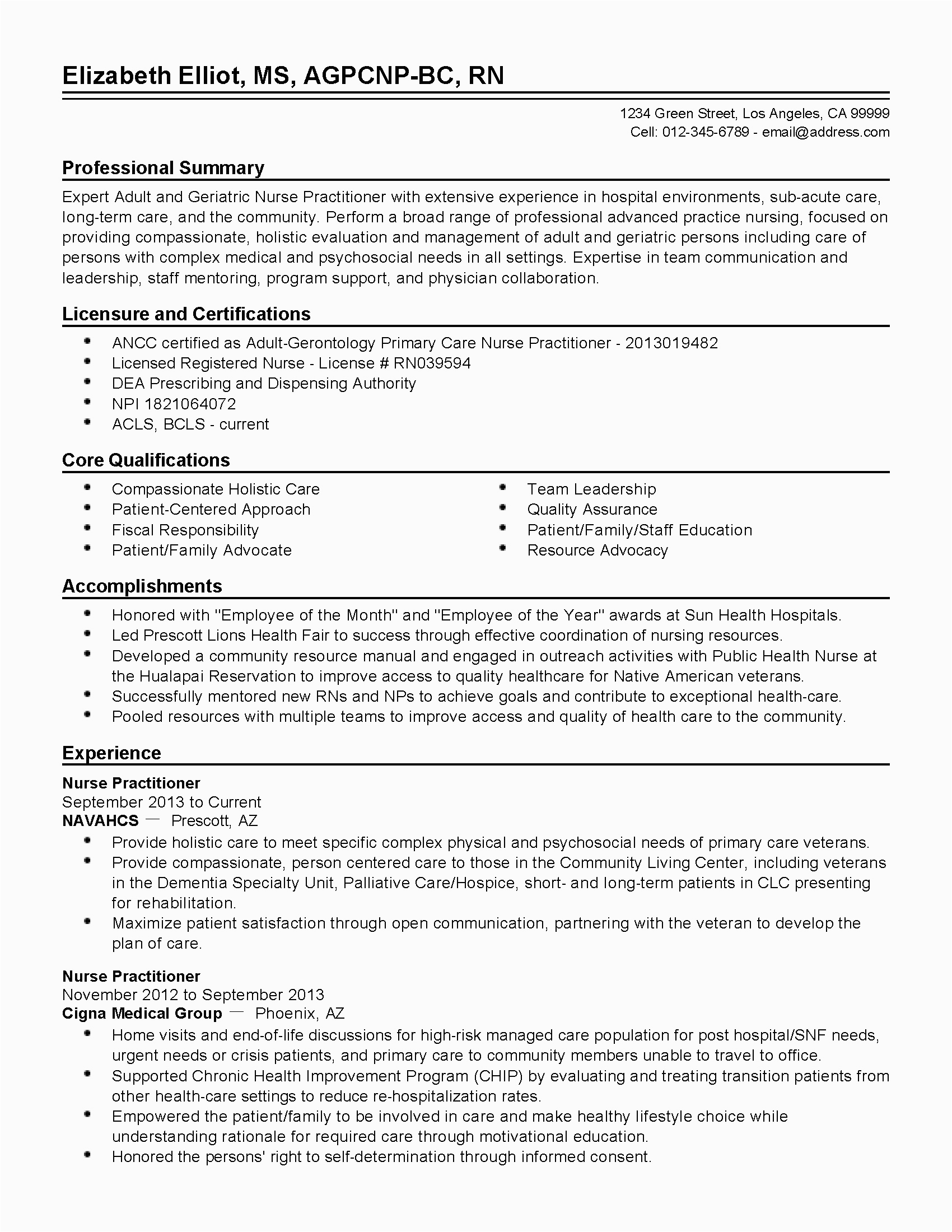 nurse practitioner resume new graduate