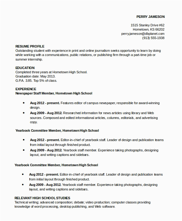 graduate school resume