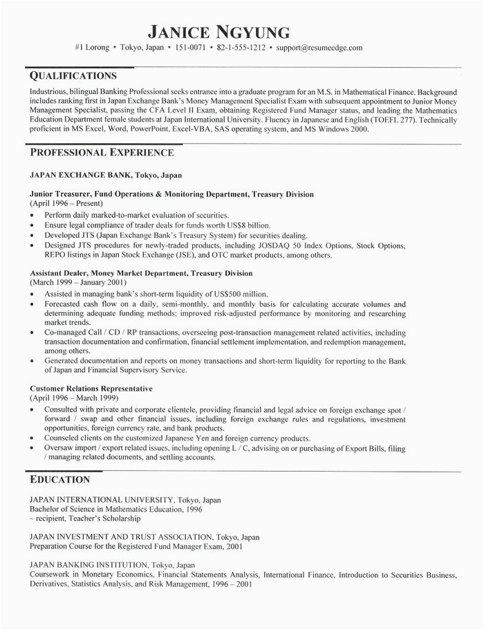 graduate school admissions resume