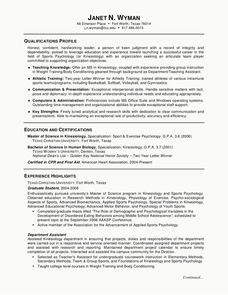 graduate student resume example