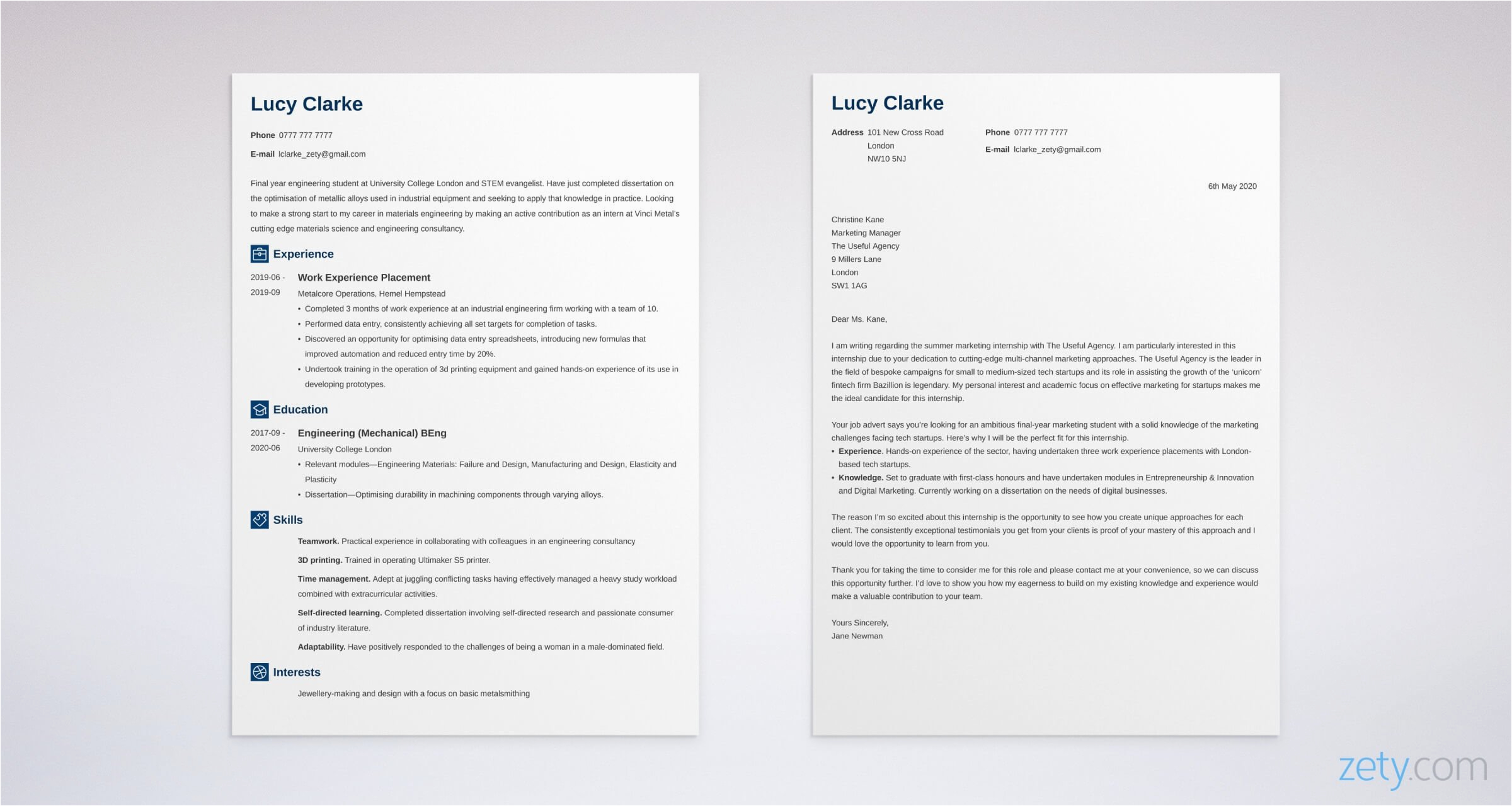 cv cover letter template