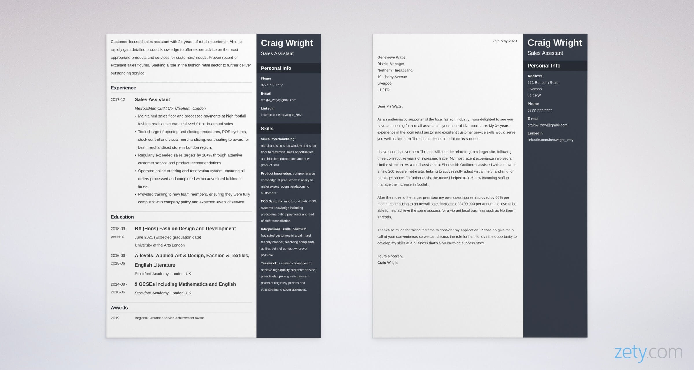 cv cover letter template