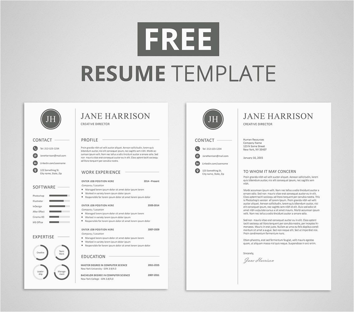Resume and Matching Cover Letter Templates Free Modern Resume Template that Es with Matching Cover