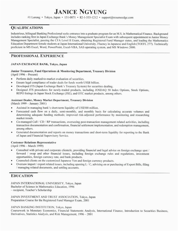 Resume for Applying to Graduate School Sample Graduate School Admissions Resume