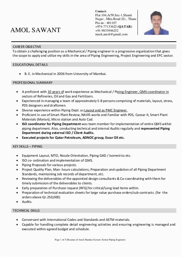 10 years of experience resume