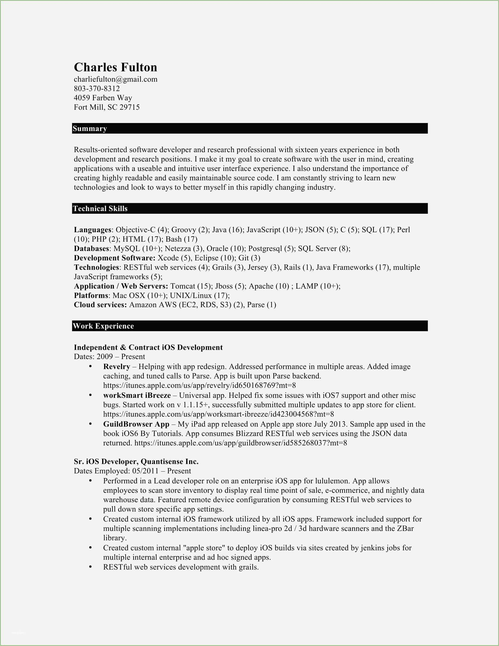 10 years experience software engineer resume