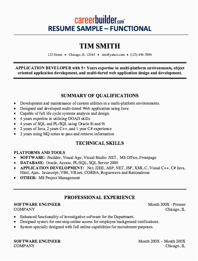 experienced software engineer resume sample