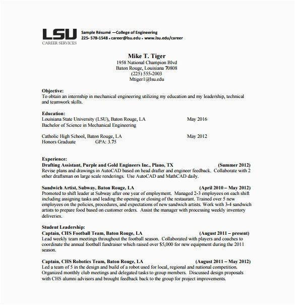 college resume