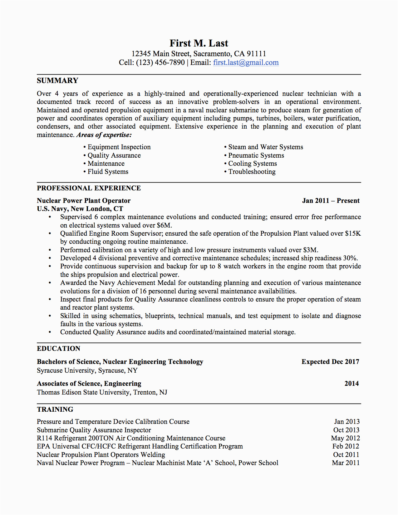 military to civilian resume template