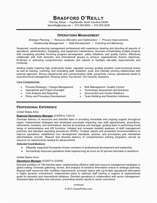 resume for military to civilian