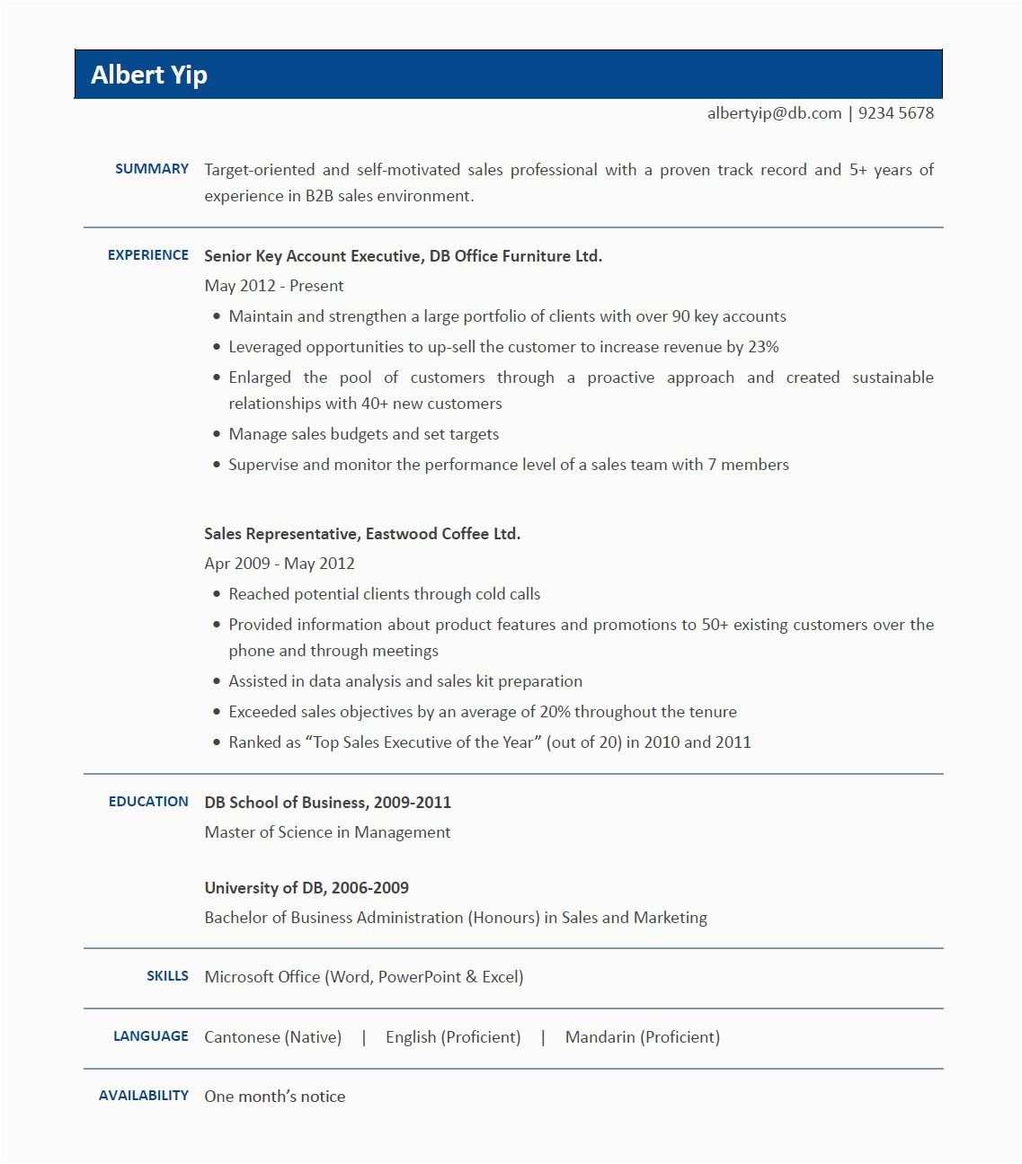 resume templates hong kong