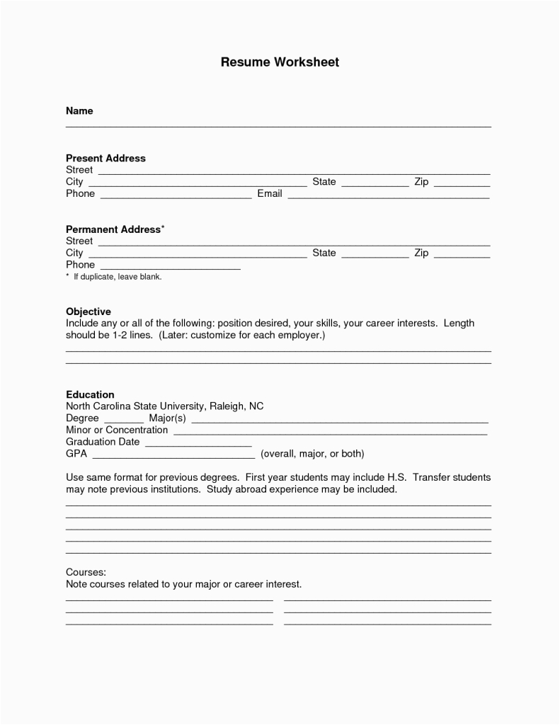 free printable fill in the blank resume templates