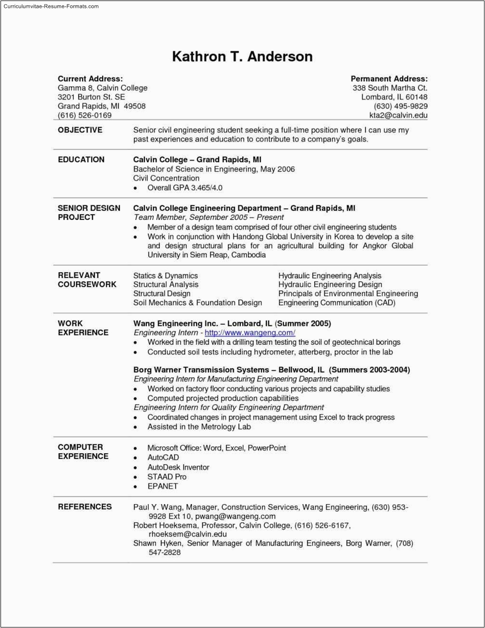 current college student resume template