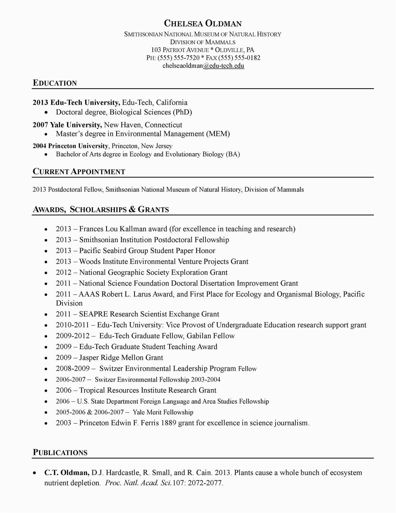 current graduate student resume