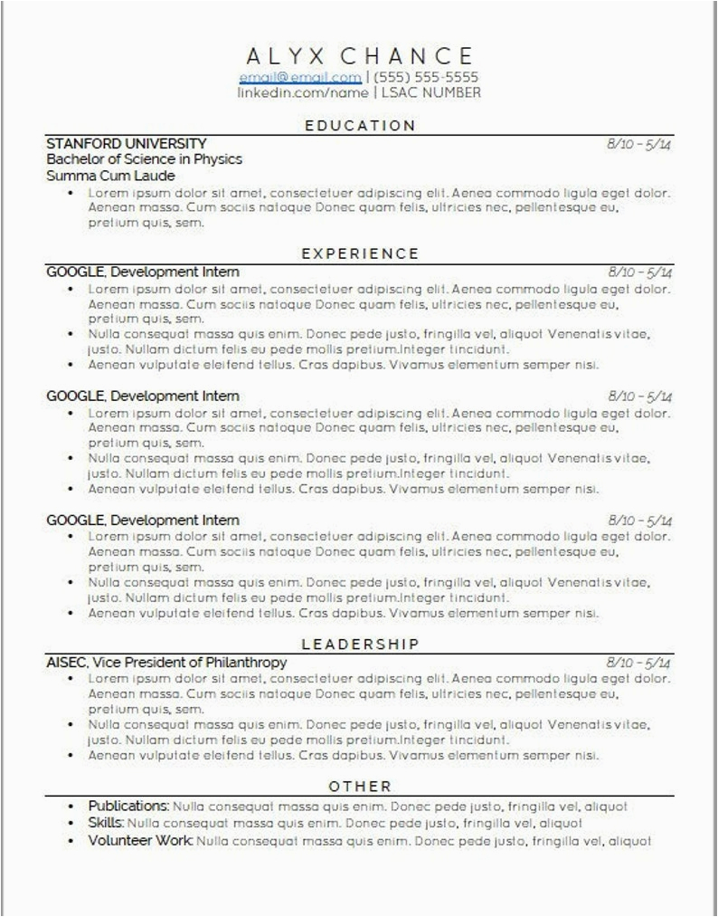 law school application resume template