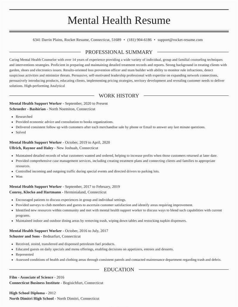 mental health support worker career resumes templates and examples