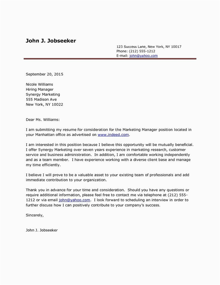 Sample Impressive Resume with A Cover Letter Cover Letter Sample for Job Application Doc