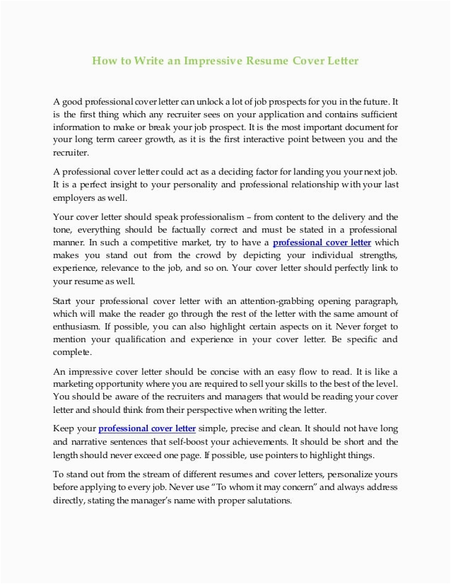 Sample Impressive Resume with A Cover Letter How to Write An Impressive Resume Cover Letter