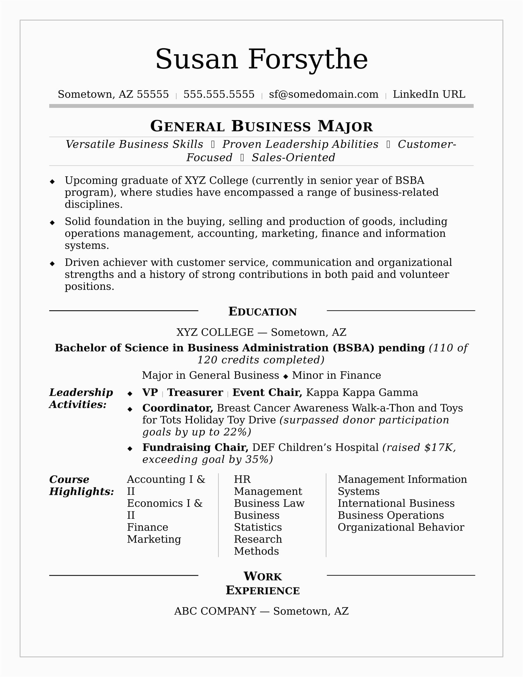 Sample Job Resume for College Student College Resume
