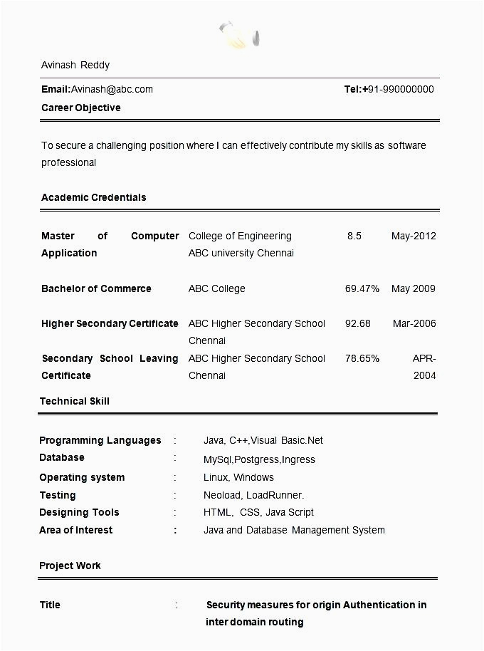 puter engineering resume template for freshers