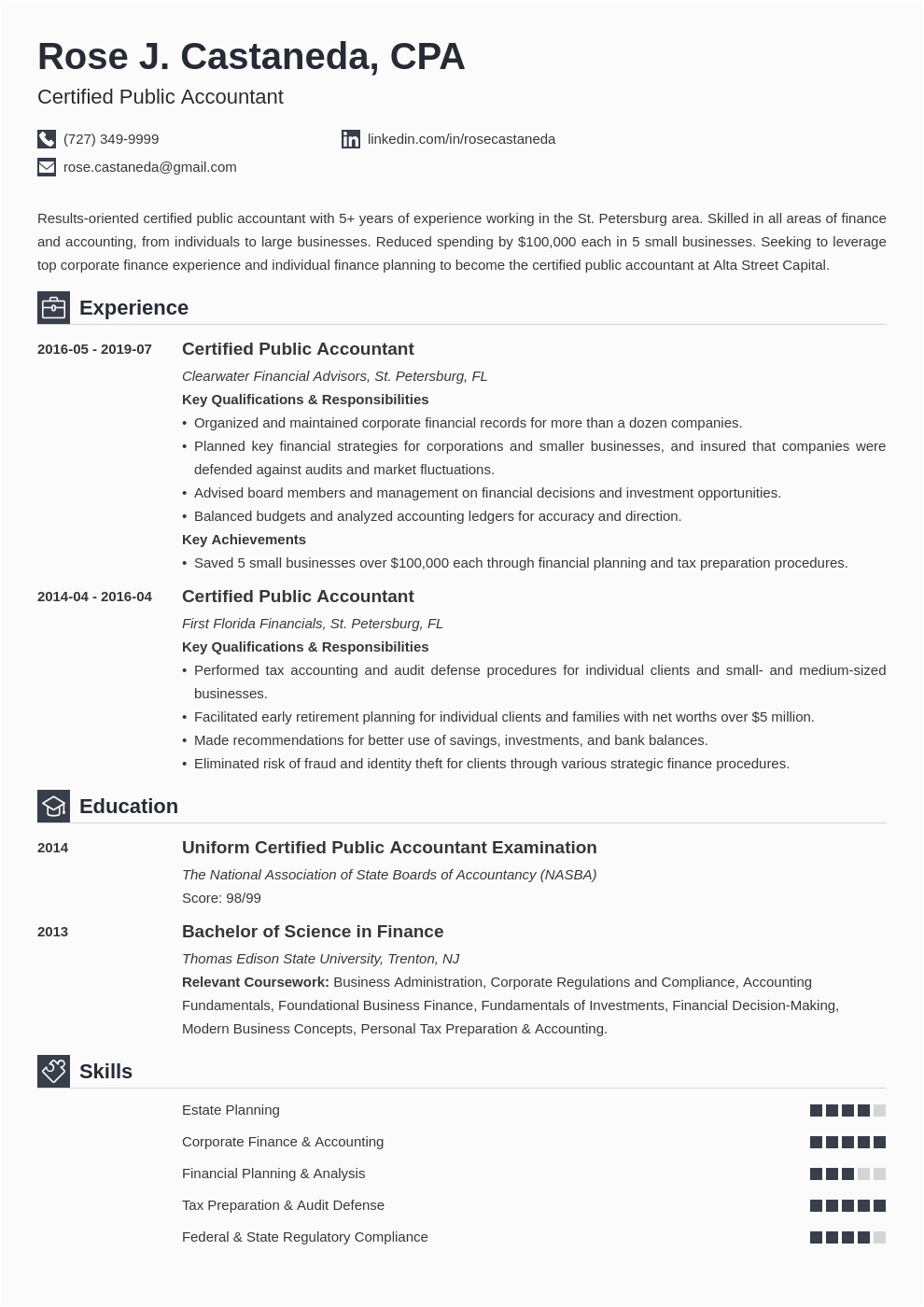 cpa resume example
