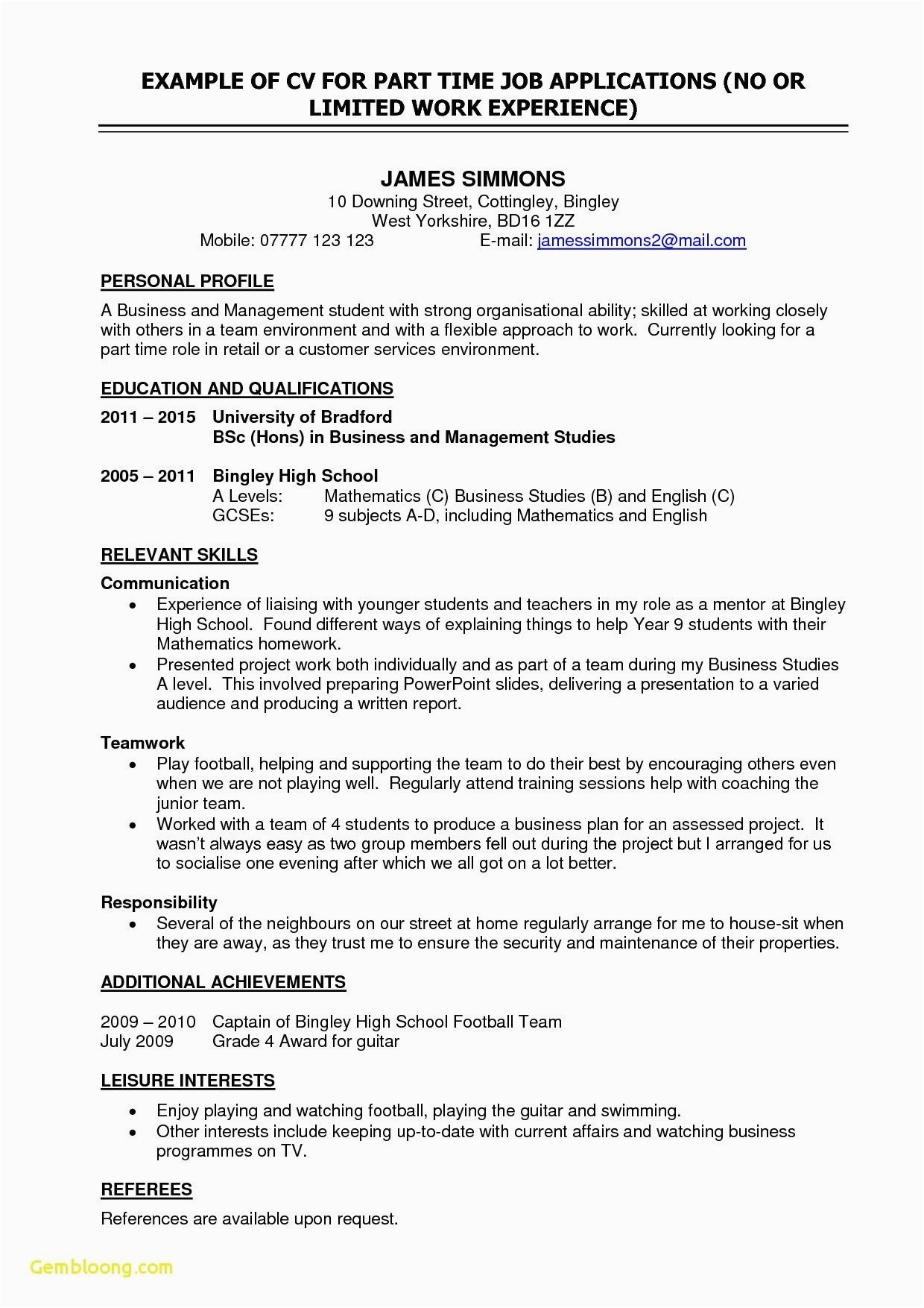 Sample Resume for Part Time Job with No Experience 75 Inspiring S Resume Examples for Students with