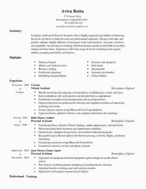 Sample Resume for Virtual assistant with No Experience No Work Experience Cv Sample Ten Precautions You Must Take