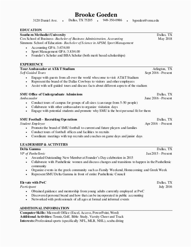 Smu Cox School Of Business Resume Template Goeden Resume