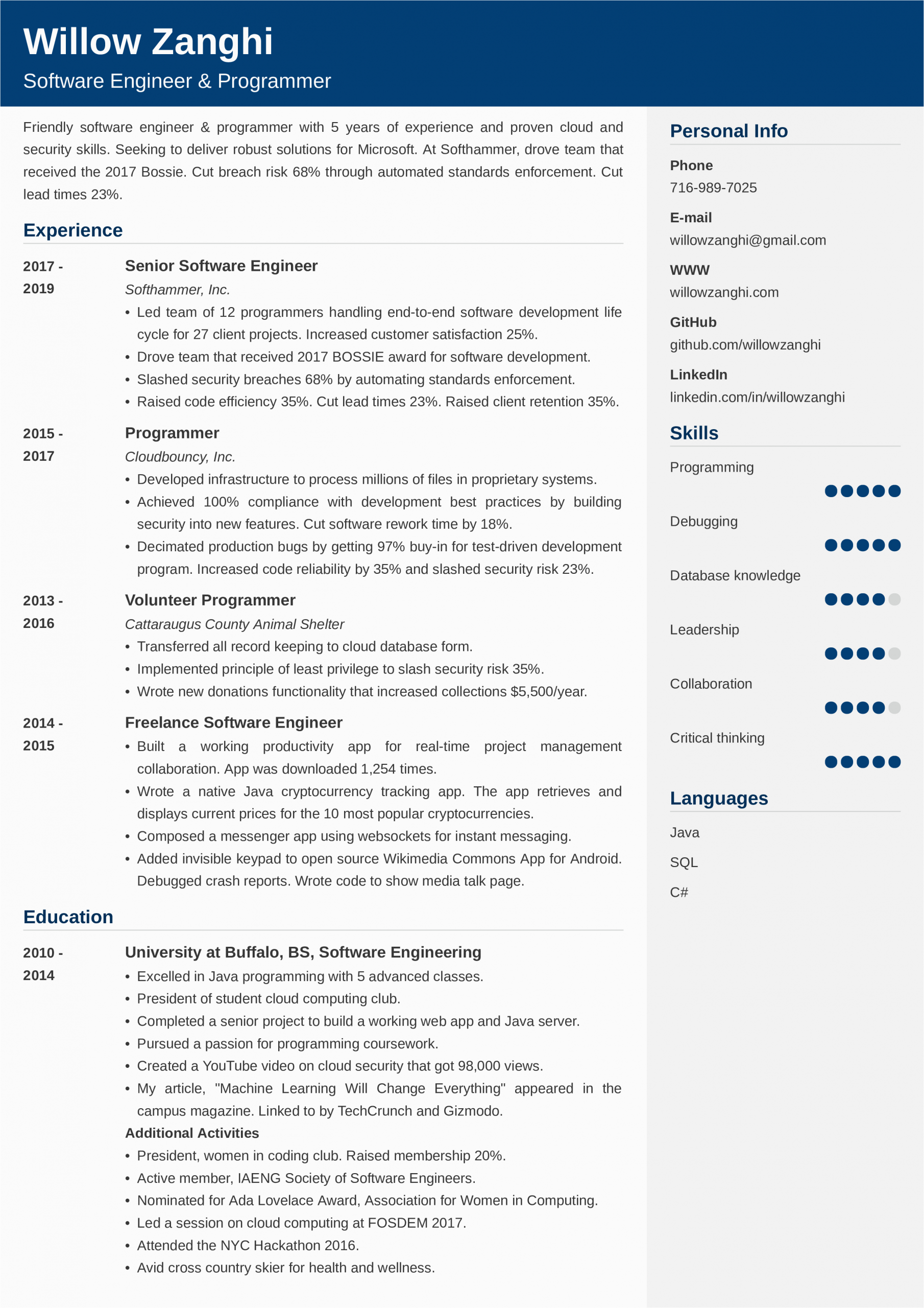 Software Engineer Resume Template Free Download Engineering Resume Templates