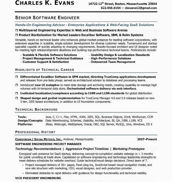 senior software engineer resume