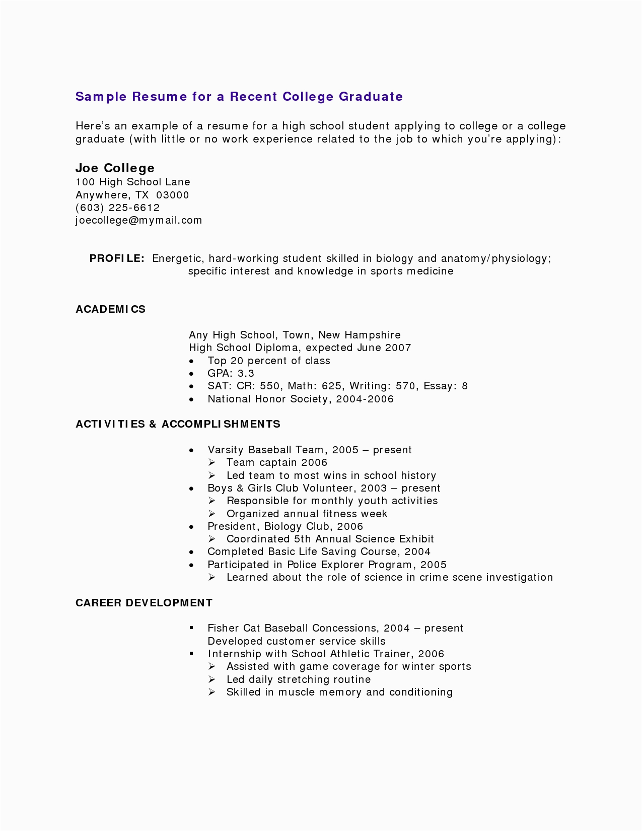 resume for students with no experience 3052