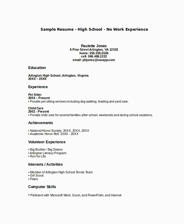 Student Resume Template with No Work Experience Free 10 Sample Student Resume Templates In Pdf
