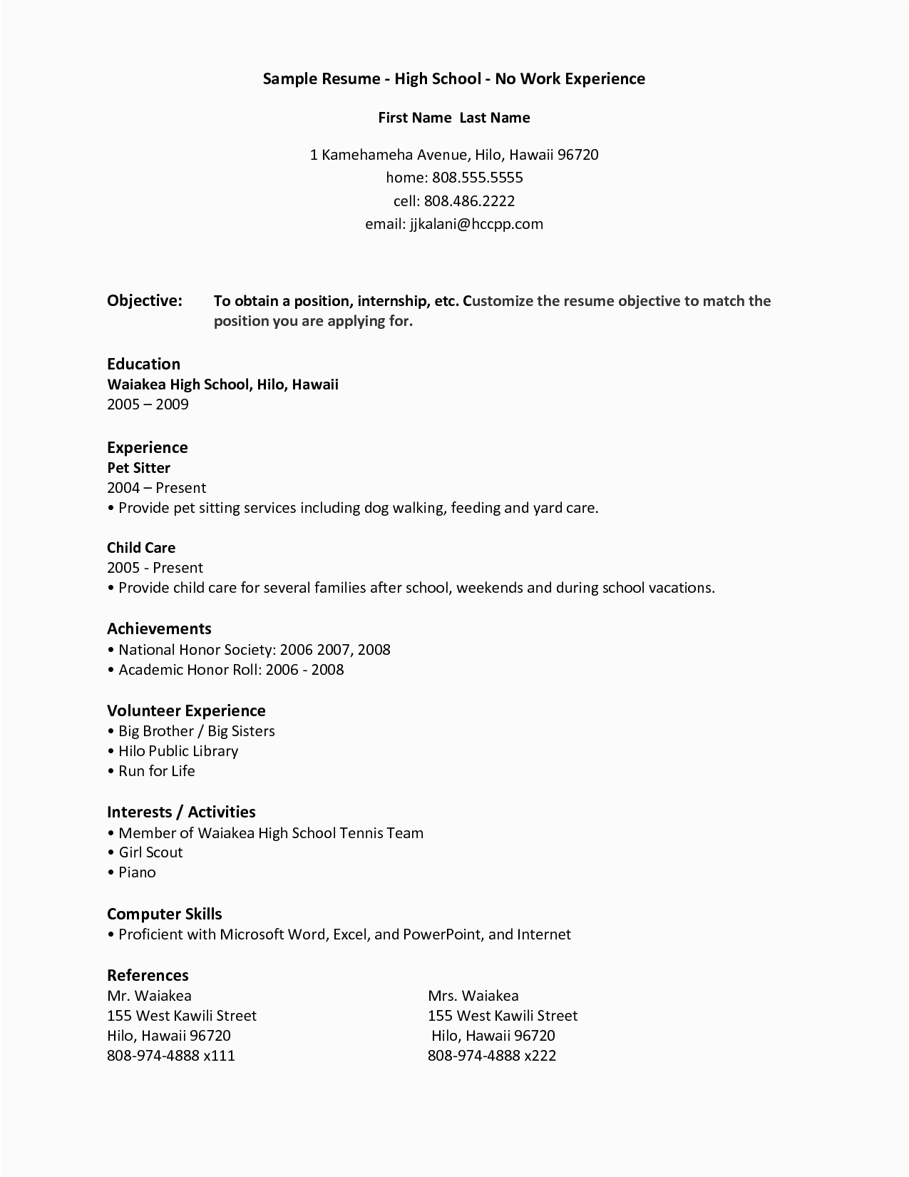 resume for students with no experience 3874