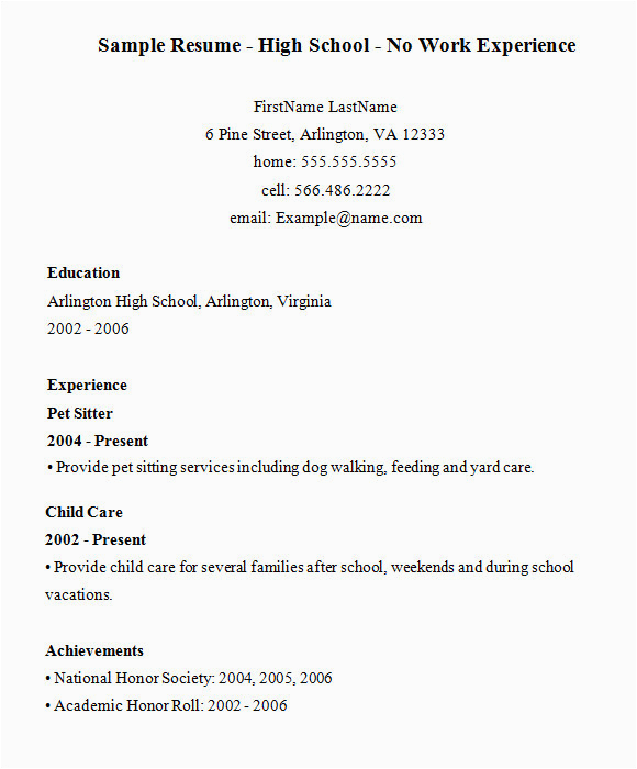 sample high school resume