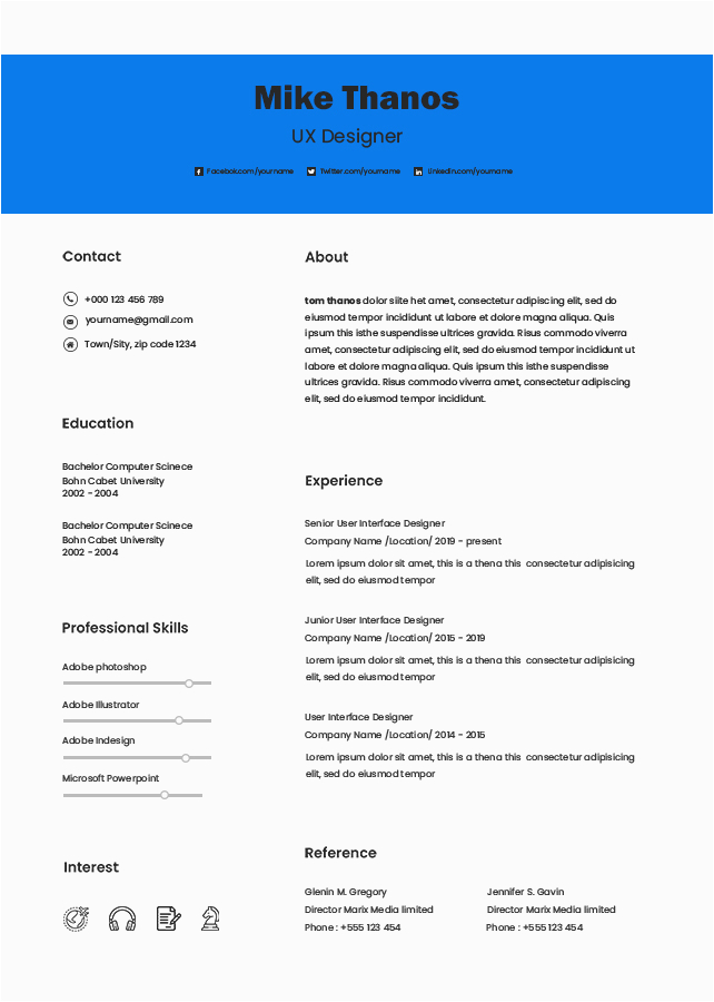 2 column resume free psd templates idea