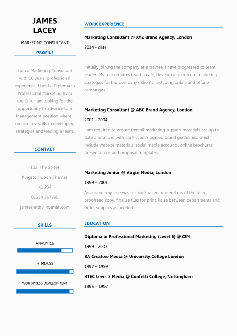 fresh two column cv template