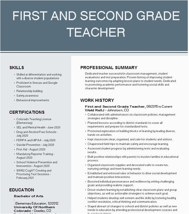 teacher resume resume examples 2020