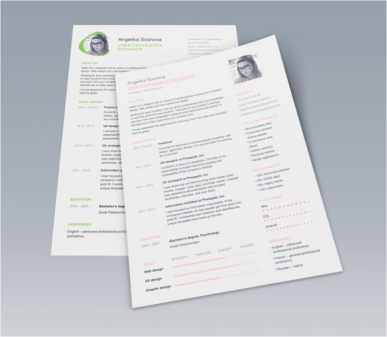 clean ui designer resume template free psd