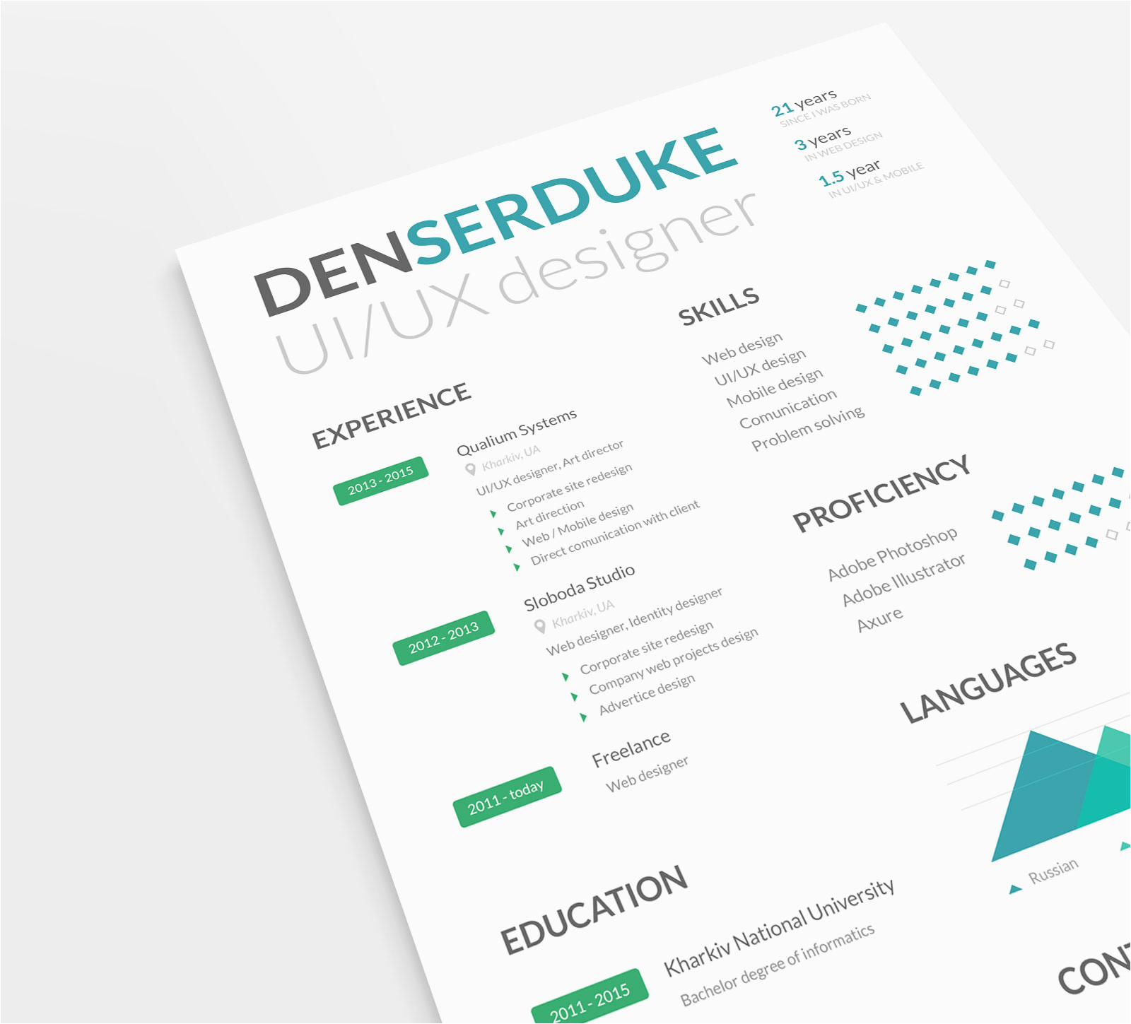 free ui ux designer professional resume template psd