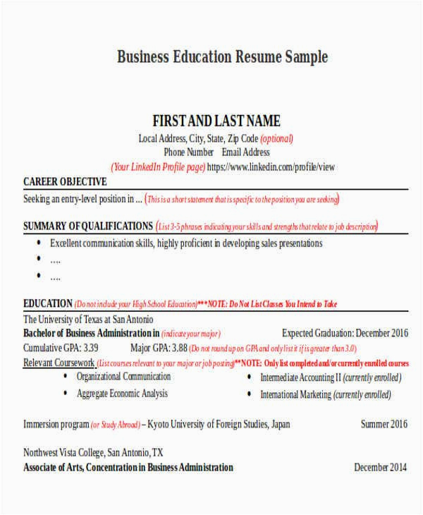 education resume word