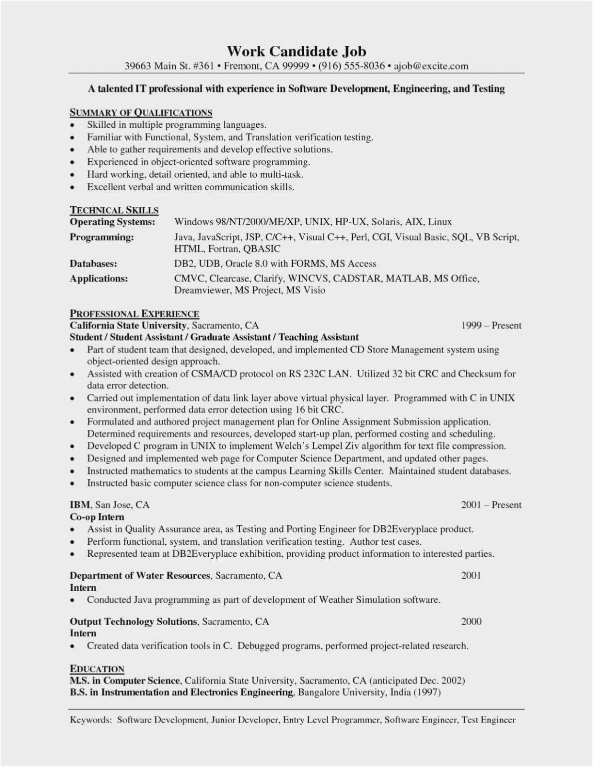 junior web developer resume