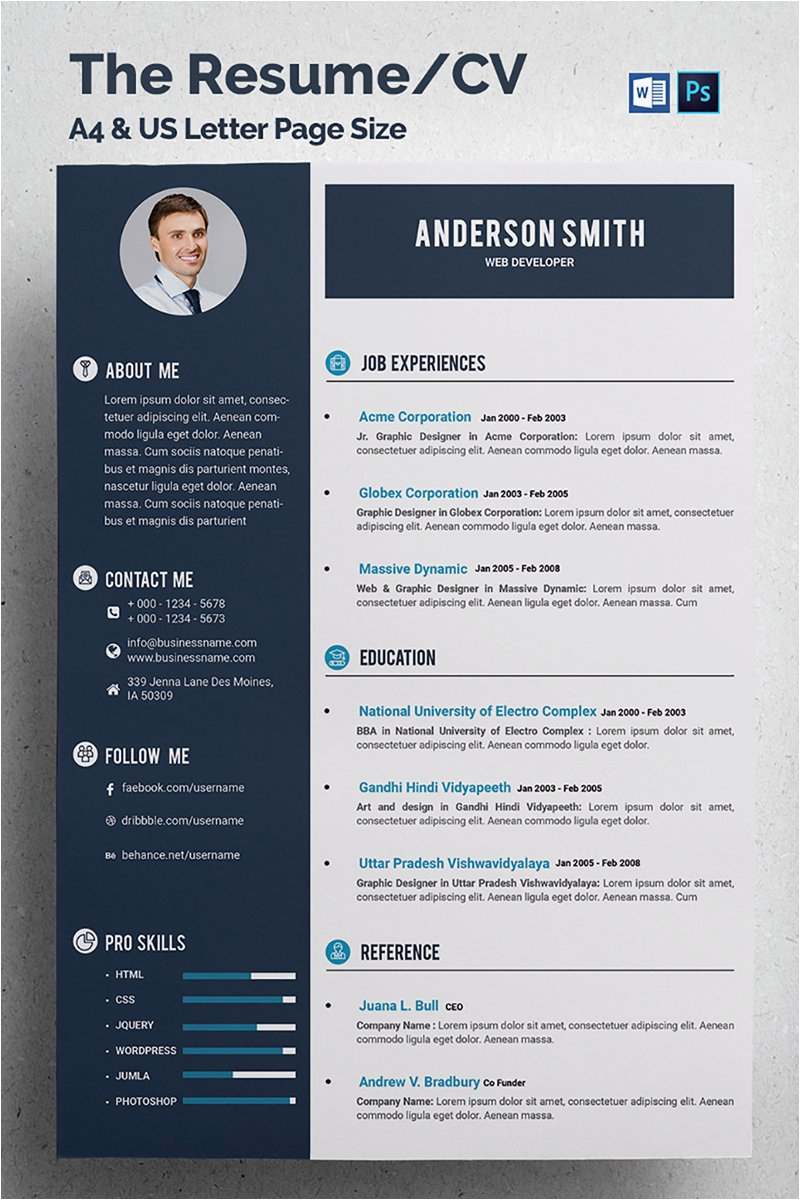 anderson smith web developer resume template