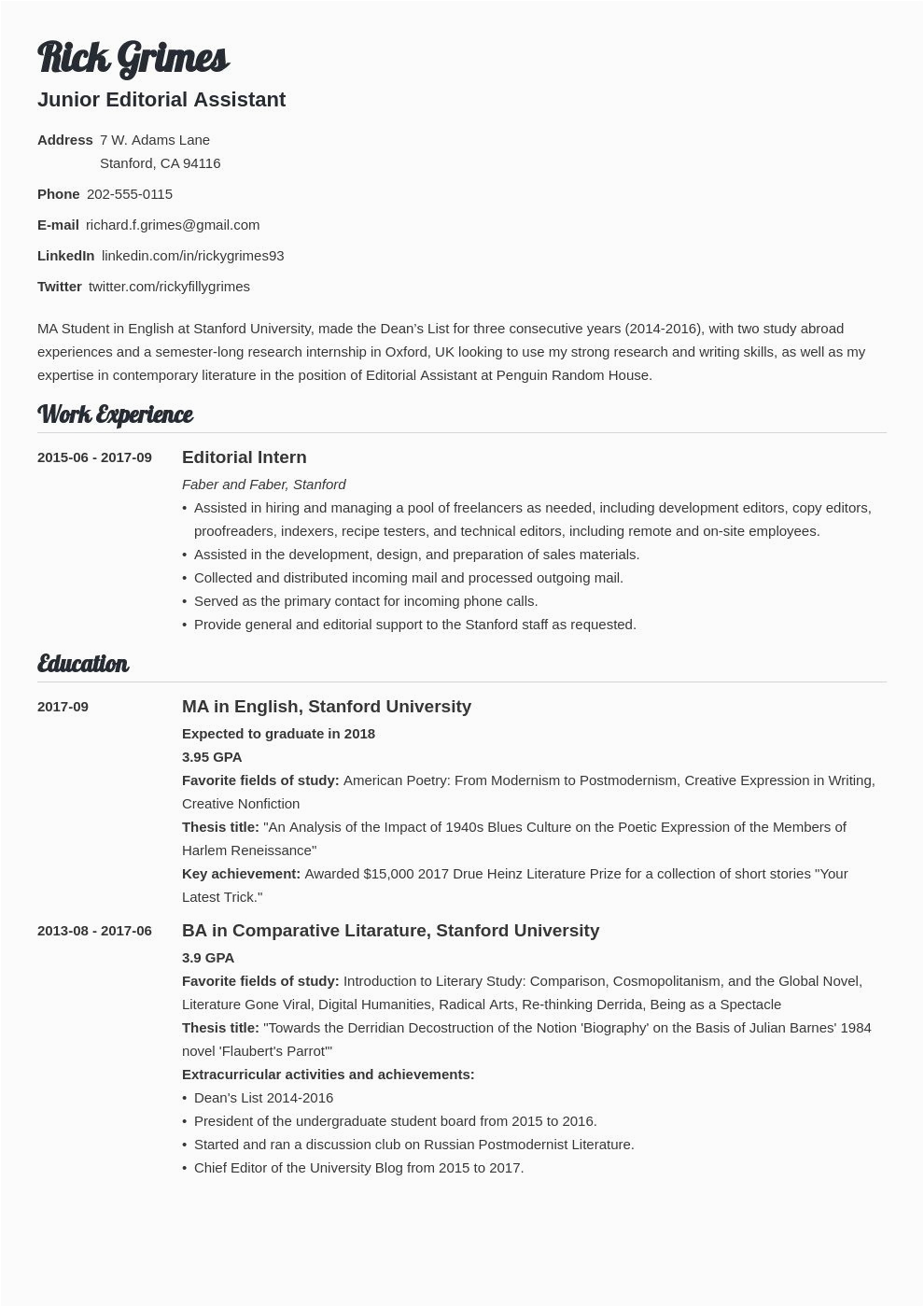 graduate student resume templates