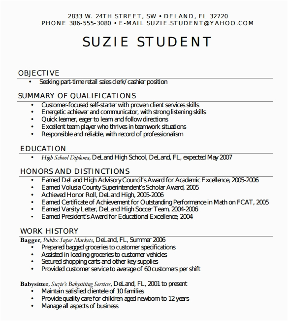 Basic Resume Template for High School Students Free 6 Sample High School Resume Templates In Pdf