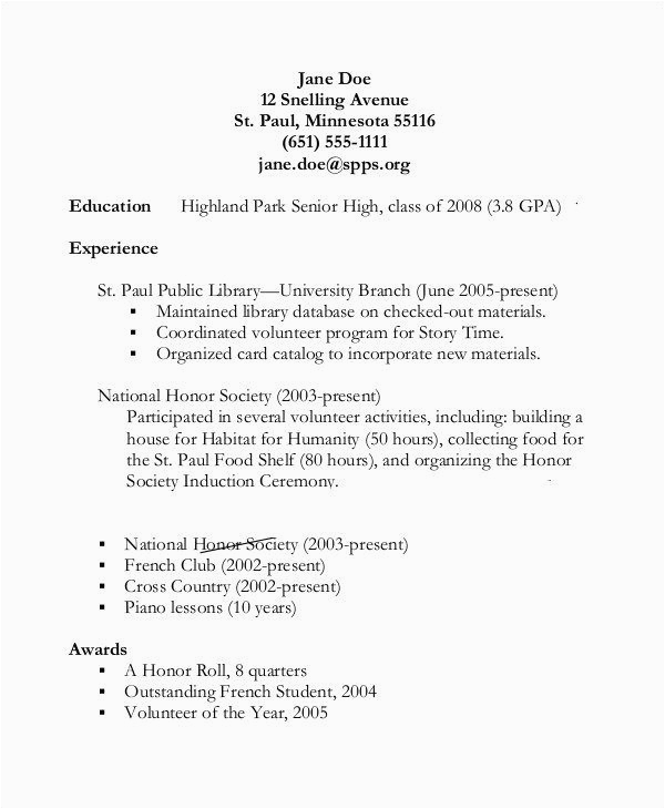 Basic Resume Template for High School Students Free 8 Sample High School Resume Templates In Pdf Ms Word