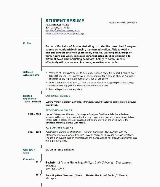 first job student resume template